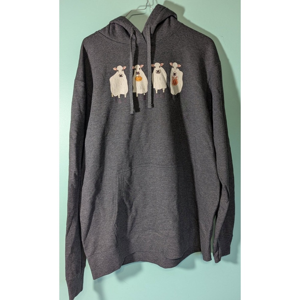Halloween Ghost Cows Hoodie Size Large Port N Company Vintage